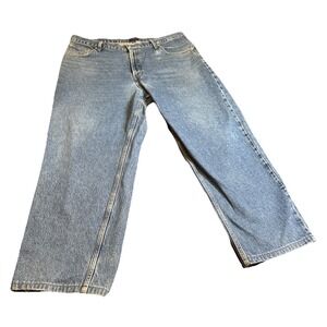 Vintage Tommy Hilfiger‎ Tommy Jeans 40x30 Blue Denim 90s Leather Patch